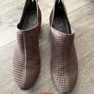 Vince Camuto Taupe Perforated Mules